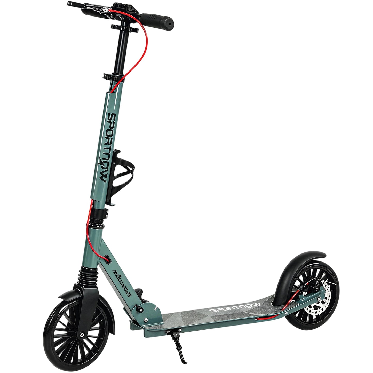 SPORTNOW Foldable Kick Scooter with Height Adjustable Handlebar, One-click Folding Adult Scooters with 200 mm Big Wheels, Silver Tone
