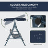 Outsunny 3 Seater Garden Swing Chair, Outdoor Swing Chair with Adjustable Canopy, Mental Frame & Cushions, Blue