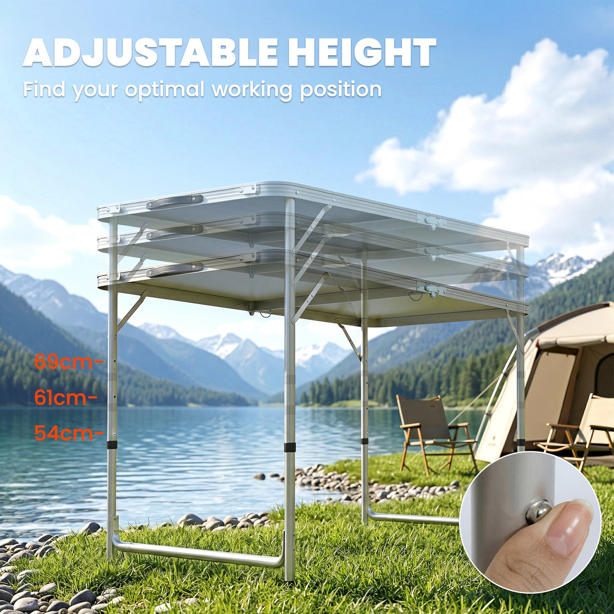 Outsunny 4ft Folding Camping Cupboard Kitchen in Coffee and Black