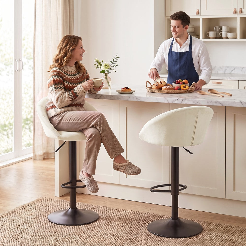 HOMCOM Stool Counter Backs in Cream