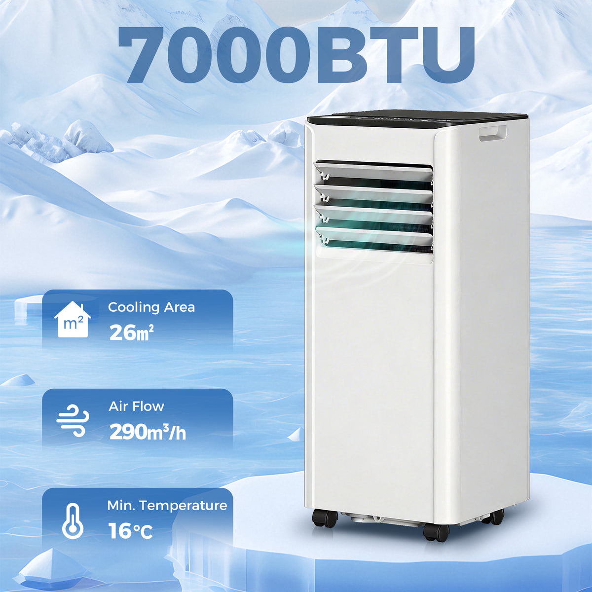 HOMCOM Portable Air Conditioner 7000 BTU in White