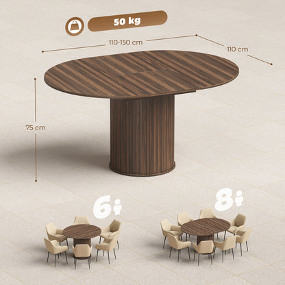 HOMCOM Extendable Round Dining Table in Dark Walnut