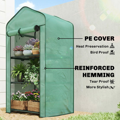 Outsunny Three-Tier Mini Greenhouse - Green