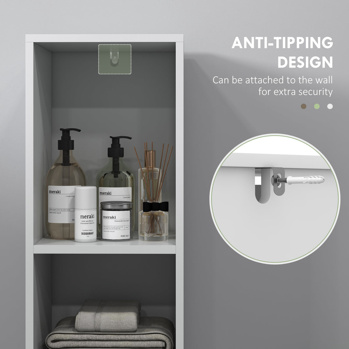 HOMCOM Narrow Bathroom Cabinet in White