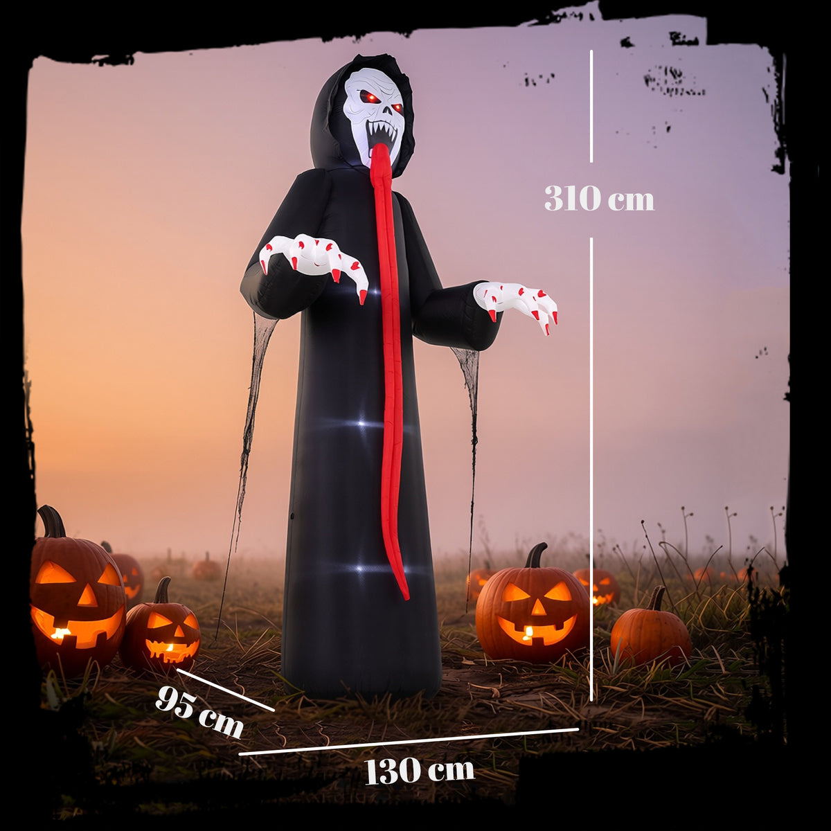 Outsunny 10 FT Halloween Inflatable Skeleton in Black