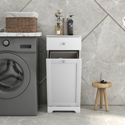 HOMCOM Single Hamper Laundry Storage Cabinet - White