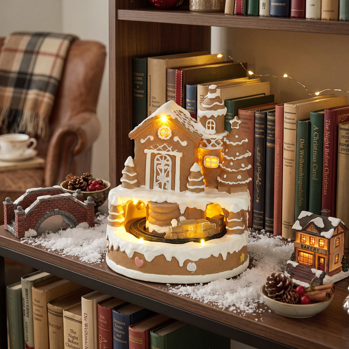 HOMCOM Christmas Gingerbread House in Brown
