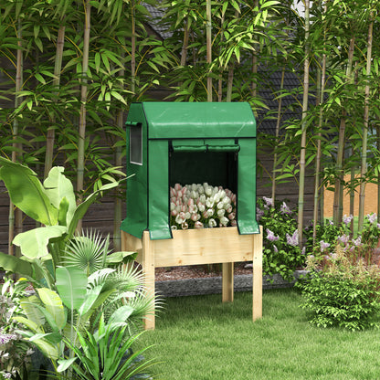 Outsunny Wooden Planter Box in Natural and Green