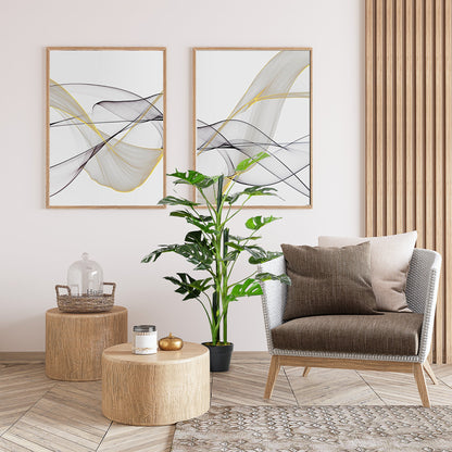 Outsunny 100cm/3.3FT Artificial Monstera Tree Decorative Cheese Plant 21 Leaves with Nursery Pot, Fake Tropical Palm Tree for Indoor Décor