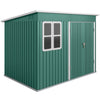 Outsunny 8.5 x 6ft Storage Shed Galvanised Steel Garden Shed, Metal Shed with Foundation Kit, Window, Lockable Wide Doors and Air Vents for Outdoor Patio, Green