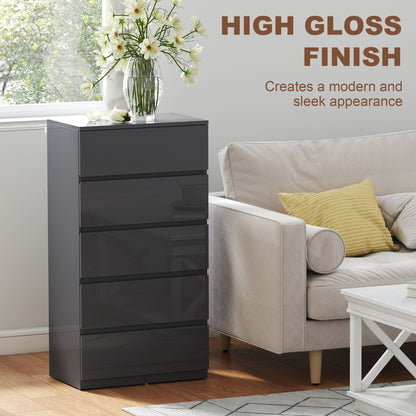 HOMCOM Chest of Drawers, 5-Drawer Storage Cabinets, Modern Dresser, Storage Drawer Unit for Bedroom