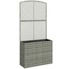 Outsunny Rattan Planter with Trellis, Raised Beds for Garden with Liner for Climbing Plants Vegetables Flowers, Dark Grey