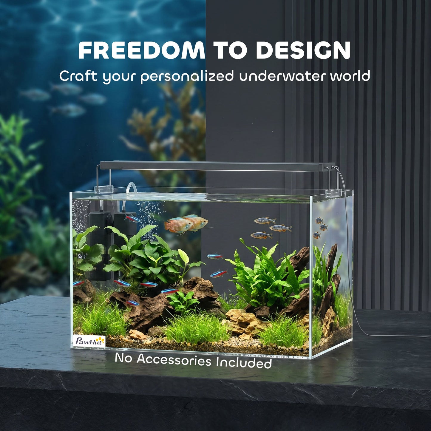 PawHut Fish Tank Bare Glass for DIY Glass Aquarium with Protective Base Mat 24L Transparent for Fish Shrimps