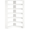 HOMCOM 7 Tiers Bookshelf, L-Shaped Corner Bookcase with Anti-Slip Rear Guard, White Wood Effect