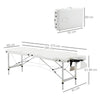 HOMCOM Foldable Massage Bed Portable Table, 3-Section Aluminium Foldable Beauty Couch, Professional Salon Spa Table with Headrest Support and Carry Bag, 81 cm Width, White