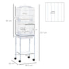 PawHut Bird Cage Budgie Cages for Finch Canary Parakeet with Stand Wheels Slide-out Tray Accessories Storage Shelf, White 46.5 x 36 x 157 cm