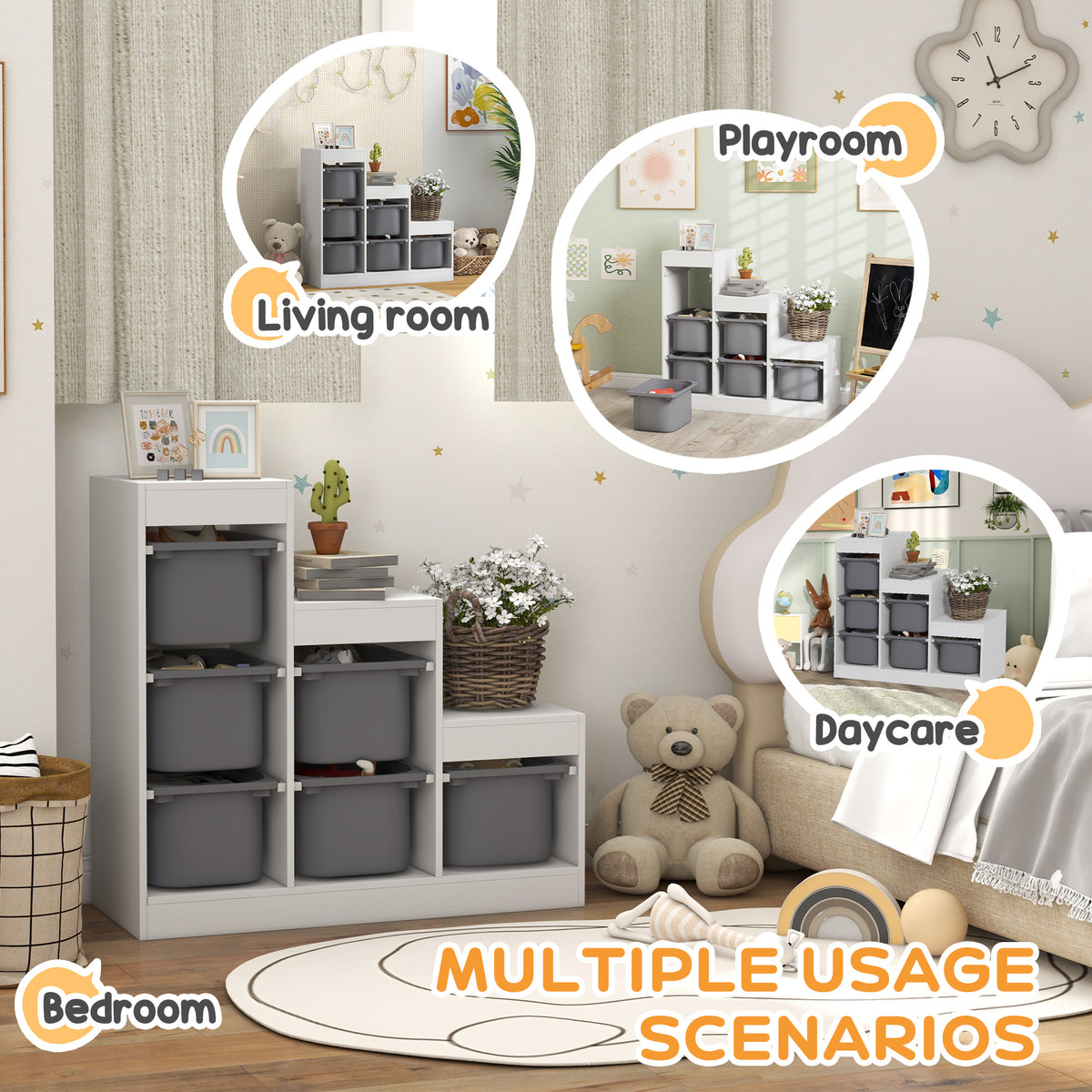 AIYAPLAY Toy Storage Organiser in Grey