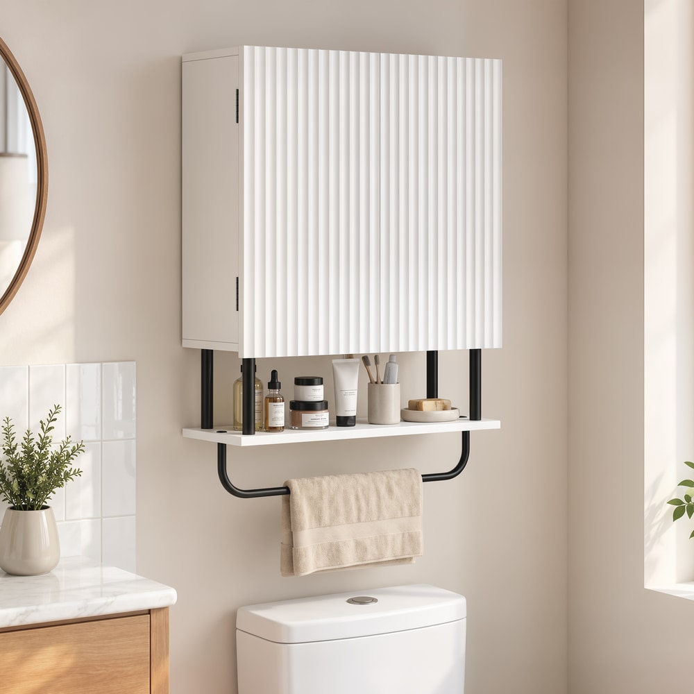 HOMCOM Bathroom Wall Cabinet in White