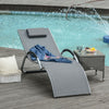 Outsunny Sun Lounger Reclining Chair Portable Armchair with Pillow for Garden Patio Outside Aluminium Frame, Dark Grey