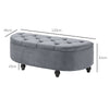 HOMCOM Velvet-Feel Half Circle Storage Ottoman - Dark Grey