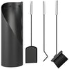 Outsunny 4 Pieces Fireplace Tools Set, Metal Fireplace Accessories Fireside Companion Set with Broom, Shovel, Poker and Bucket, Black