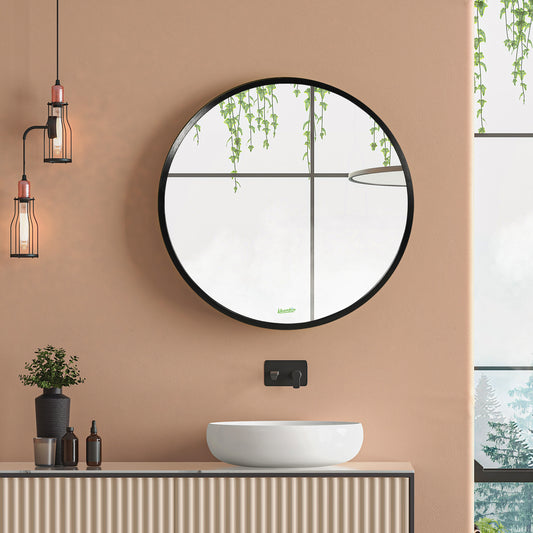 kleankin Round Bathroom Mirror in Black
