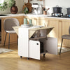 HOMCOM Folding Dining Table, Rolling Drop Leaf Table with Hidden Shelf & Cabinet for Dining Room, Small Spaces, White