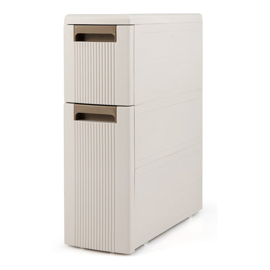 Narrow Storage Cabinet with 2/3/4 Drawers and Wheels-2 Drawers standing on a white background