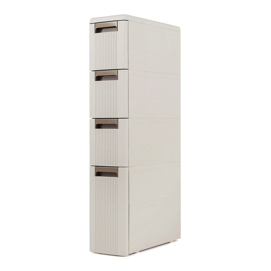 Narrow storage cabinet with 2/3/4 drawers and wheels-4 drawers, a tall slim cabinet with four drawers