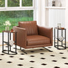 2-Tier Oval End Table Set of 2 Space-saving Slim Couch Side Table -Rustic Brown