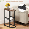 2-Tier Oval End Table Set of 2 Space-saving Slim Couch Side Table -Rustic Brown