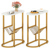 2-Tier Oval End Table Set of 2 Space-saving Slim Couch Side Table -White