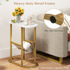 2-Tier Oval End Table Set of 2 Space-saving Slim Couch Side Table -White