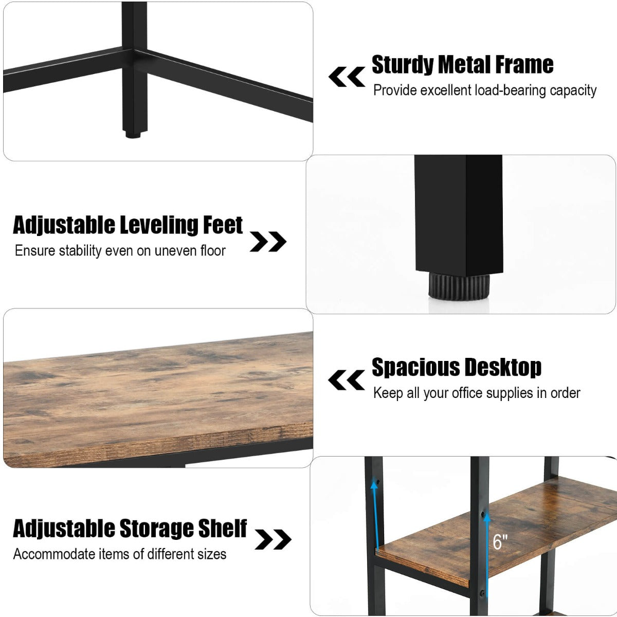 Industrial Styled Computer Desk / Writing Table with Storage Shelves