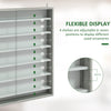 HOMCOM Six Shelf Display Cabinet, with Glass Doors - Graphite Wood Effect