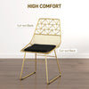 HOMCOM Luxurious Dining Chairs Set of 4, Metal Wire Kitchen Chair with Removable Velvet-feel Cushion, Cut-out Back and Steel Frame for Dining Room, Gold Tone