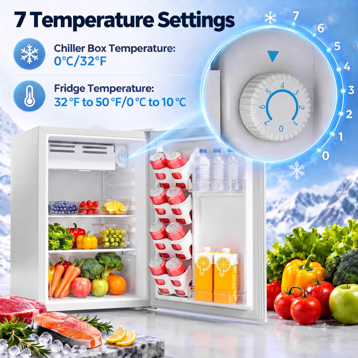 HOMCOM 73 L Mini Fridge with Chiller Box in White