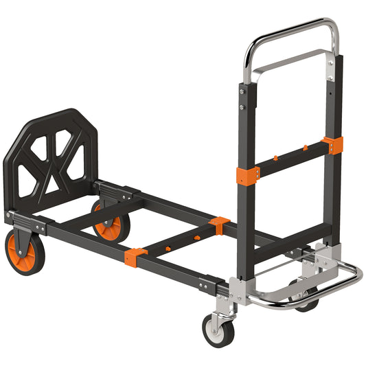 HOMCOM 2-in-1 Folding Sack Truck & Platform Trolley, Heavy Duty 220kg/120kg Hand Truck with Adjustable Platform & Handle