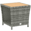 Outsunny Side Table 2-Tier Outdoor Coffee Table with Storage Shelf PS Wood Slat Top/Light Grey