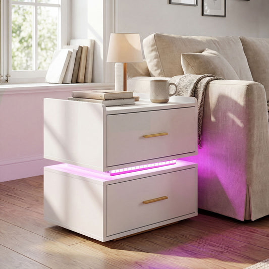 Nightstand with Charging Station and 2 Storage