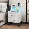 Nightstand Modern Bedside Table Set of 2 with Built-in Charging Station-White