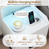 Nightstand Modern Bedside Table Set of 2 with Built-in Charging Station-White