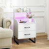 Nightstand Modern Bedside Table with Built-in Charging Station-White