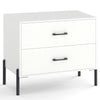 Nightstand with 2 Removable Drawers and Heavy Duty Metal Legs-White