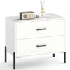 Nightstand with 2 Removable Drawers and Heavy Duty Metal Legs-White