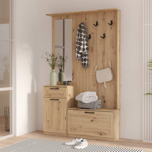 Niko 111cm Hallway Set with Mirror and Drawer (NIKD041) in Artisan Oak