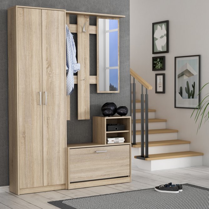 Niko 135cm Hallway Set with Mirror (NIKD01) in Sonoma Oak