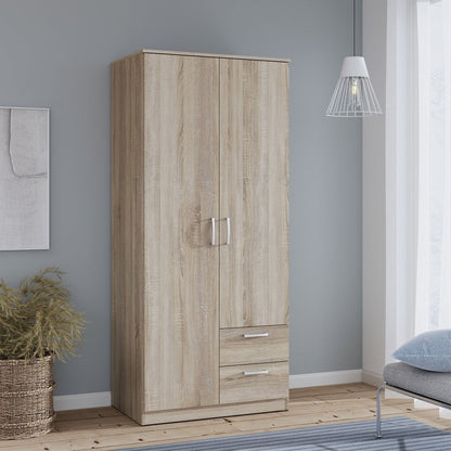 Niko 82cm 2 Door Wardrobe with Drawers (NIKS81) in Sonoma Oak