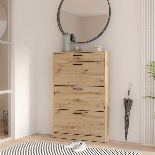 Niko 84cm 3 Tier Shoe Cabinet with Drawer (NIKD321) in Artisan Oak