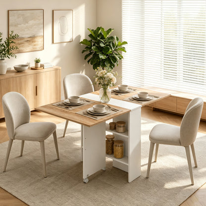 HOMCOM Folding Dining Table in a Natural Wood Finish